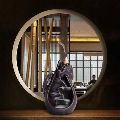 Ceramic Dragon Backflow Incense Burner Set