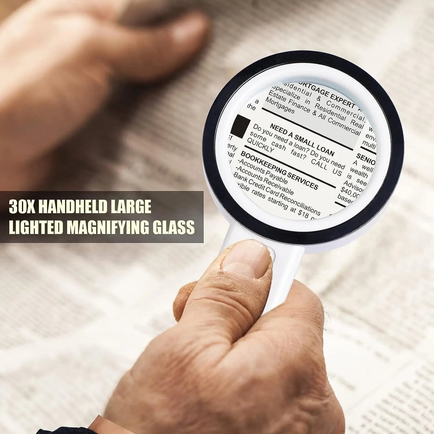 Handheld 30x Magnifying Glass